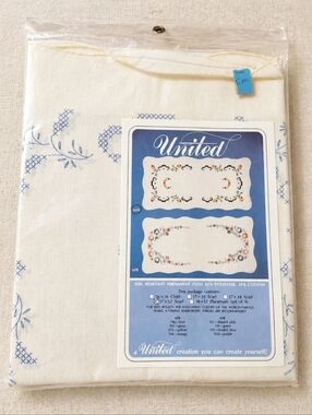 NWT Vintage United #619 Embroidery Kit Table Runner 17x52 Floral Stamped